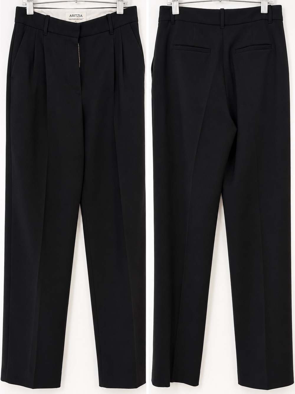Aritzia Black Tailored Pleated High-Rise Trousers